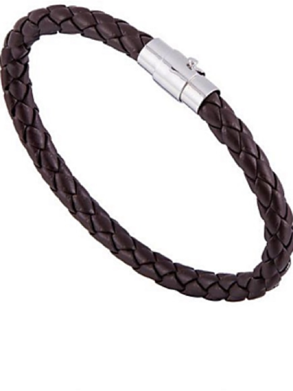 Braided Brown Leather Bracelet with Stainless Clasp